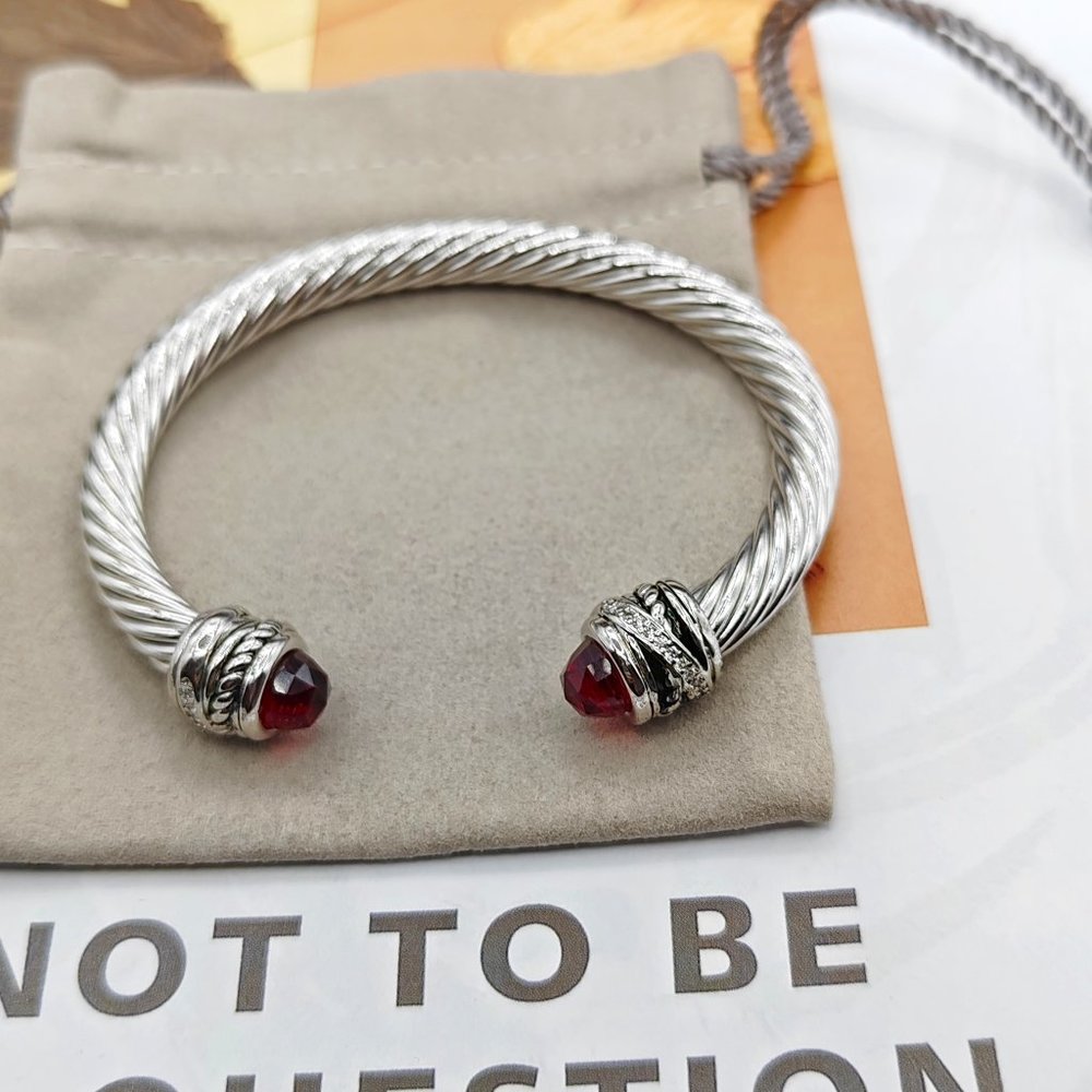 DY vintage 7mm diamond bracelet size M 925 silver Red